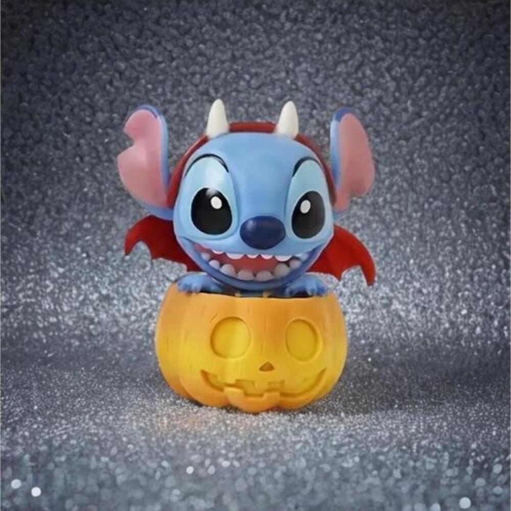 Stitch Figurine - Halloween Devil In Pumpkin, Kawaii Spooky Collectible 2.75”